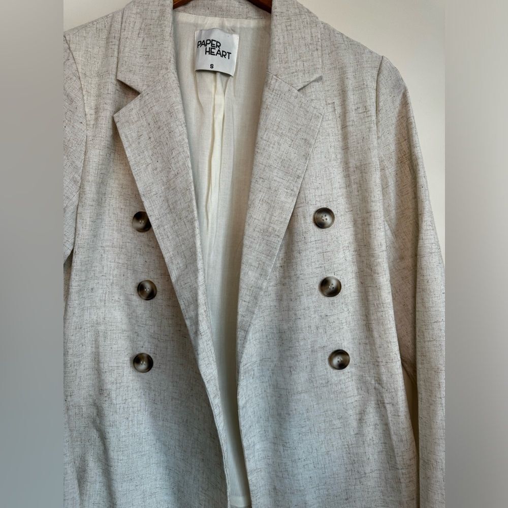 Paper Heart Lightweight Double Breasted Cotton/Linen Blazer Size Small - Picture 4 of 7